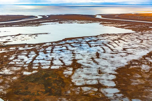Photographing Helicopter Arctic Autumn Nature Landscape Northern Tundra Landscape Many — Stock Photo, Image