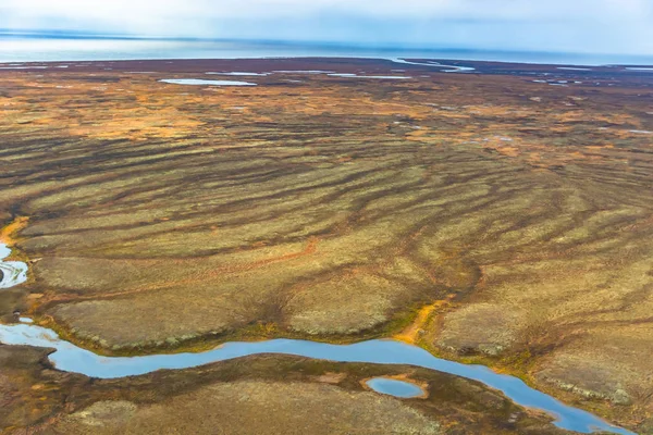 Φωτογράφιση Από Ελικόπτερο Στην Αρκτική Φθινοπωρινό Φυσικό Τοπίο Της Βόρειας — Φωτογραφία Αρχείου
