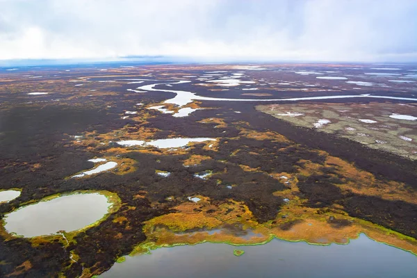 Φωτογράφιση Από Ελικόπτερο Στην Αρκτική Φθινοπωρινό Φυσικό Τοπίο Της Βόρειας — Φωτογραφία Αρχείου