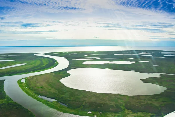 Kveldssolnedgang Kysten Polhavet Arktisk Sommerlandskap Konseptet Klimaendringer Oppvarming Arktis – stockfoto