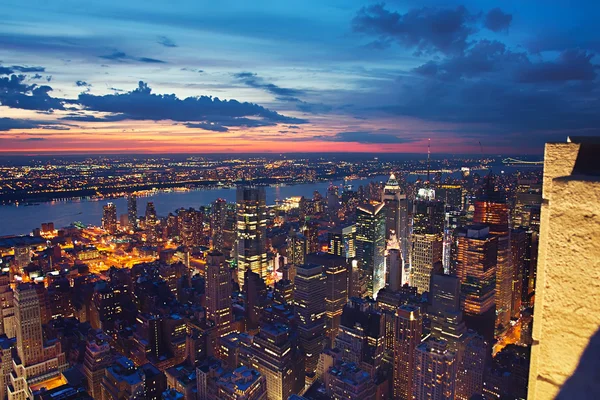 Blick auf New York bei Nacht — Stockfoto