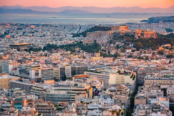 Luftaufnahme von Athen, Griechenland bei Sonnenuntergang — Stockfoto