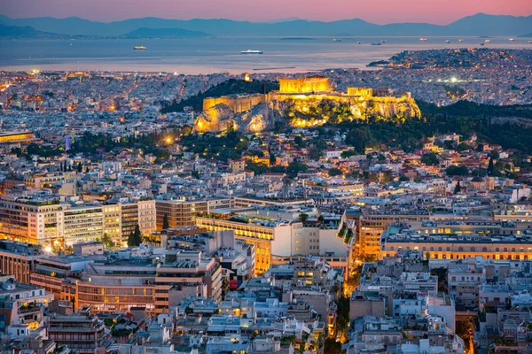 Luftaufnahme von Athen, Griechenland bei Sonnenuntergang — Stockfoto