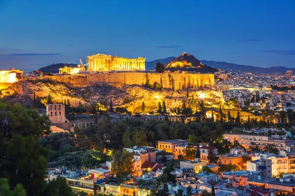 Partenon, Acrópole de Atenas, Grécia ao pôr-do-sol — Fotografia de Stock
