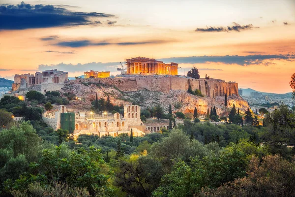 Parthenon, Atina Akropolü, Yunanistan gün doğumunda — Stok fotoğraf