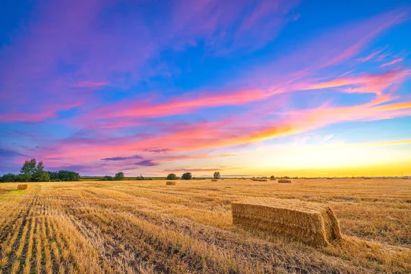 Paesaggio rurale autunnale al tramonto — Foto Stock