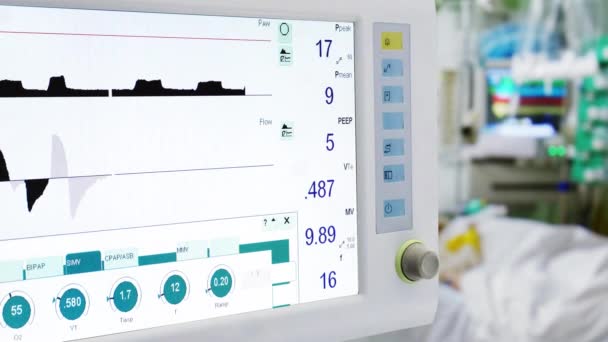 Lungventilator Intensivvårdsavdelning Med Patient Bakgrund — Stockvideo