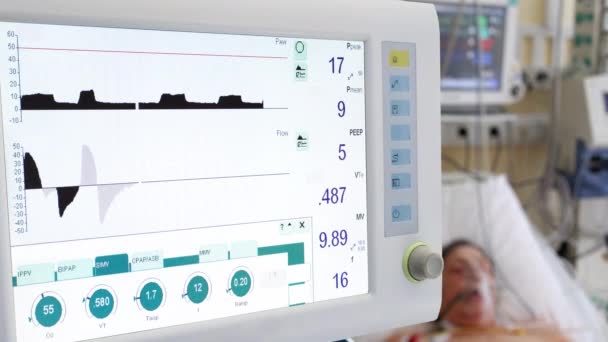 Planda Solunum Cihazı Olan Bir Hastada Zararsız Havalandırma — Stok video