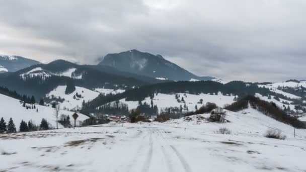 Vinter Landsbygdens Land Hyperlapse Tidsfördröjning — Stockvideo