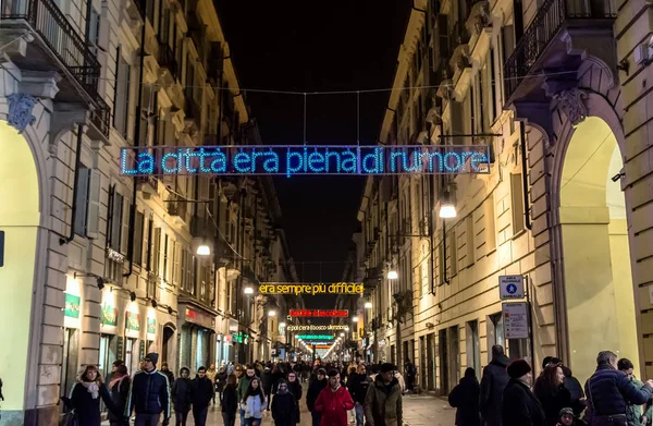 Luces de Navidad en Turín, Italia — Foto de Stock