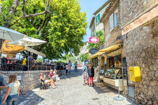 typical cobbles street in Saint Paul de Vence, France