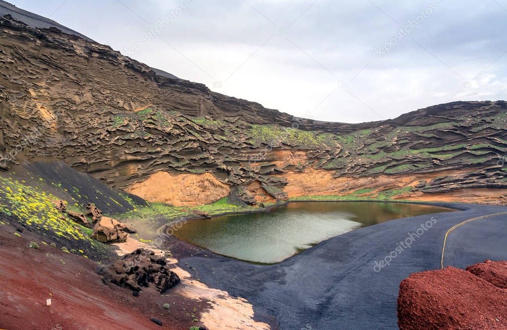 El Golfo bay on the Atlantic Ocean. Lanzarote. Canary Islands