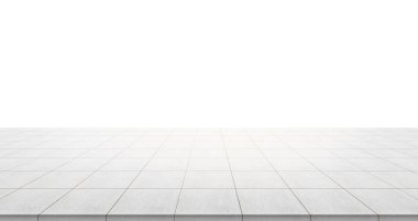 İş kavramı - ekran veya montaj ürün için beyaz arka plan üzerinde izole boş beton zemin üstü