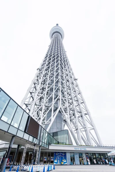 Tóquio, Japão - Oct, 13, 2106: Conceito de negócio para imóveis e construção corporativa: Olhando para cima vista de Tóquio Skytree (árvore do céu), o marco do Japão com fundo branco — Fotografia de Stock