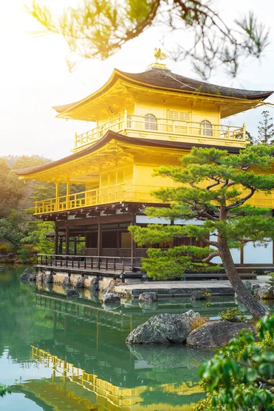 Dünya Kültür Mirası, Kinkaku Ji altında dramatik sabah güneş ışığı, Kyoto, Japonya'nın geleneksel altın zen Budist tapınağı