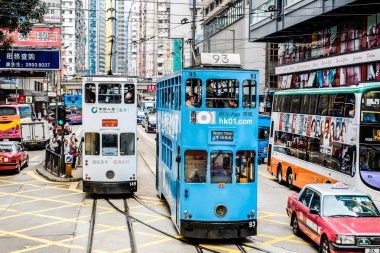 Kentsel günlük yaşam merkezi bölgesinde tramvay (araba Ding Ding, ünlü tramvay/bus), nüfuslu alanlar ve uluslararası iş ve finans merkezi Hong Kong(Hk), Çin