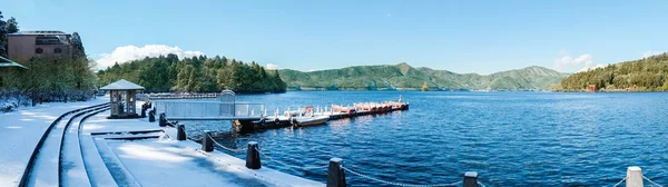 Panoramic Birds Eye View Lake Ashinoko Mount Fuji Bright Blue — Stock Photo, Image