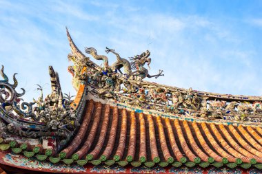 Asya kültür kavramı - ünlü miras Simgesel Yapı, geleneksel eski oryantal Çince Tapınak, Taipei, Tayvan lungshan güzel dekorasyon çatı