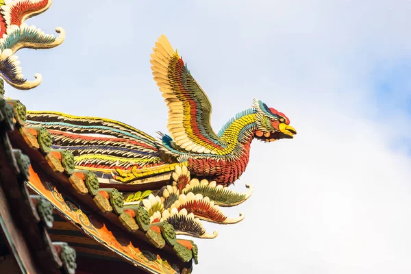 Asia culture concept - Roof with beautiful decoration of famous heritage landmark, the traditional old oriental Chinese temple, lungshan in Taipei, Taiwan