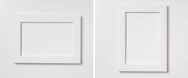 Designkonzept Ansicht Des Fotorahmens Aus Weißem Holz Isoliert Auf Weißem — Stockfoto