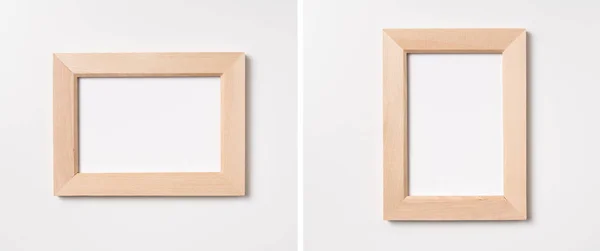 Designkonzept Ansicht Von Holz Fotorahmen Isoliert Auf Weißem Hintergrund Für — Stockfoto