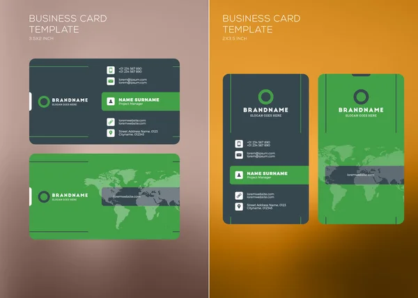 Шаблон печати корпоративной визитной карточки. Шаблоны вертикальных и горизонтальных визитных карточек. Векторная иллюстрация. Макет визитной карточки — стоковый вектор