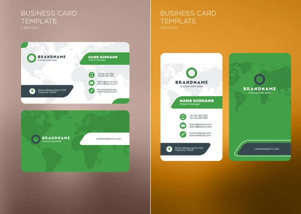 Kurumsal kartvizit yazdırma şablonu. Yatay ve dikey kartvizit şablonları. Vektör çizim. Kartvizit Mockup