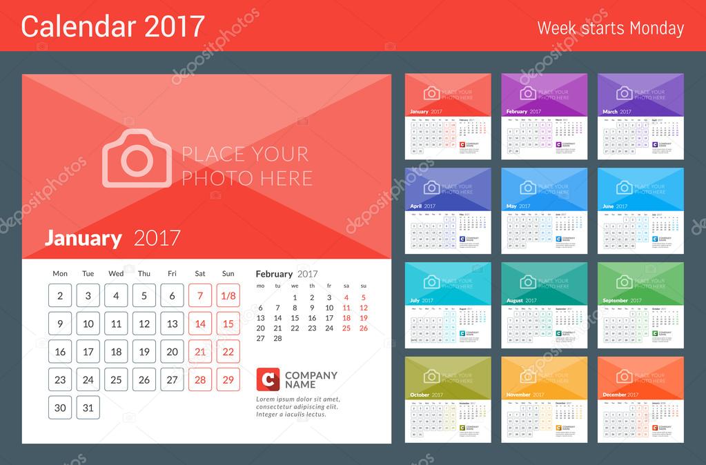 2 Month Calendar Template 2017