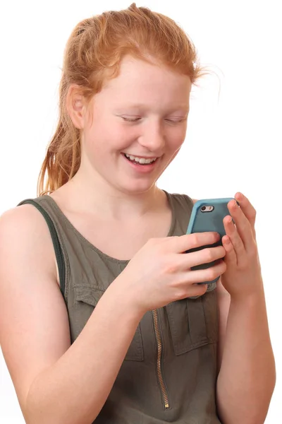 Κορίτσι με το κινητό τηλέφωνο — Φωτογραφία Αρχείου
