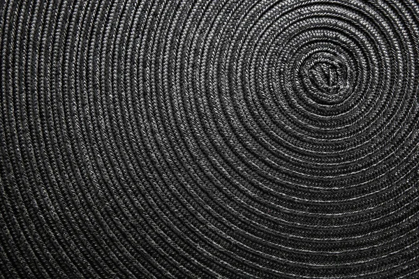 Geometrik Siyah Zemin Kumaşta Daireler Ipliklerin Birbirine Dokuması Minimalizm — Stok fotoğraf