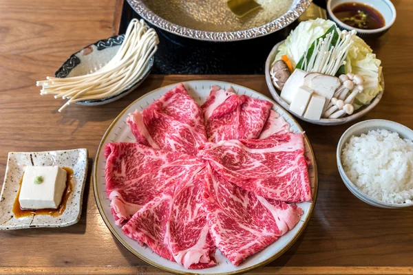 Wagyu carne de res Shabu olla caliente conjunto — Foto de Stock