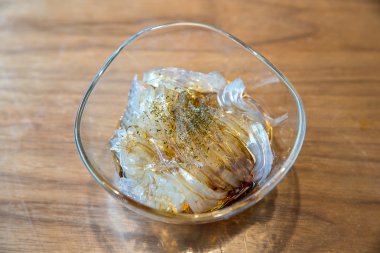 Konjac jöle, puding deniz yosunu ile