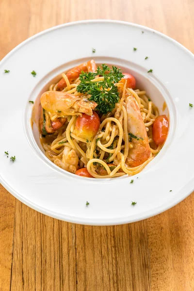 Prawn Pasta with Lobster bisque sauce — Stock Photo, Image