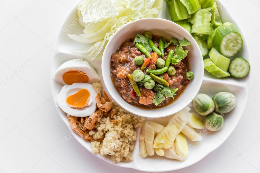 Thai chili paste with fresh vegetables 