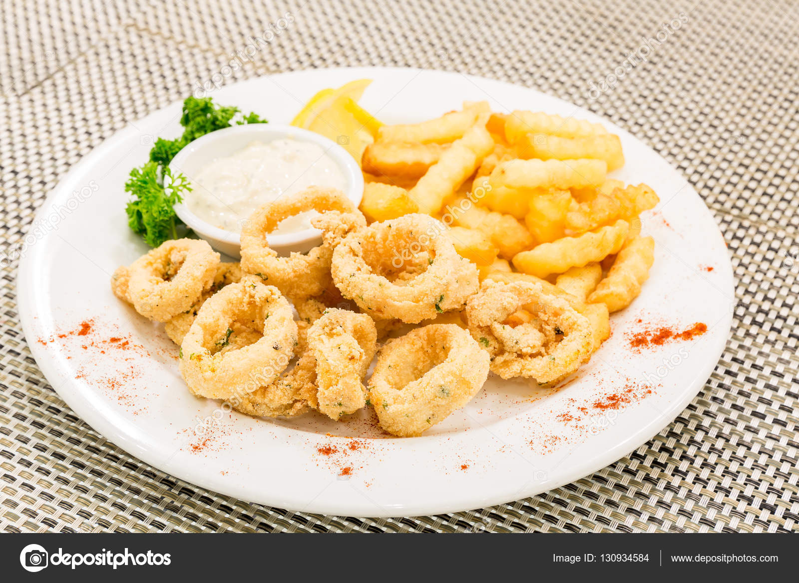 fried calamari and squid — Stock Photo © vichie81 #130934584