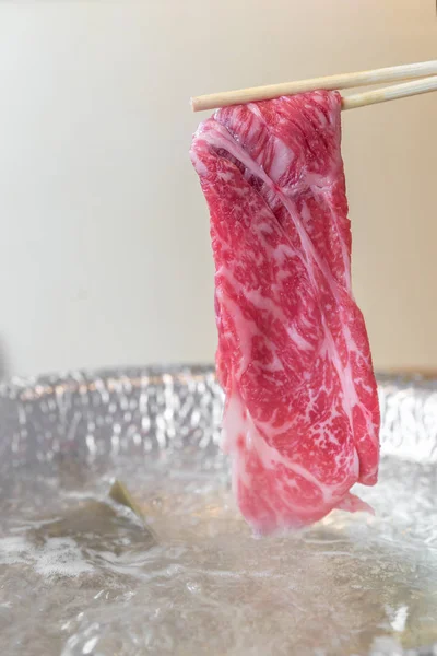 Rundvlees Wagyu shabu shabu — Stockfoto