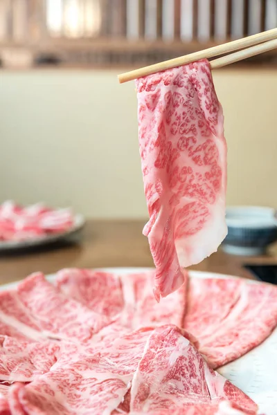 Wołowina Wagyu Shabu Shabu — Zdjęcie stockowe