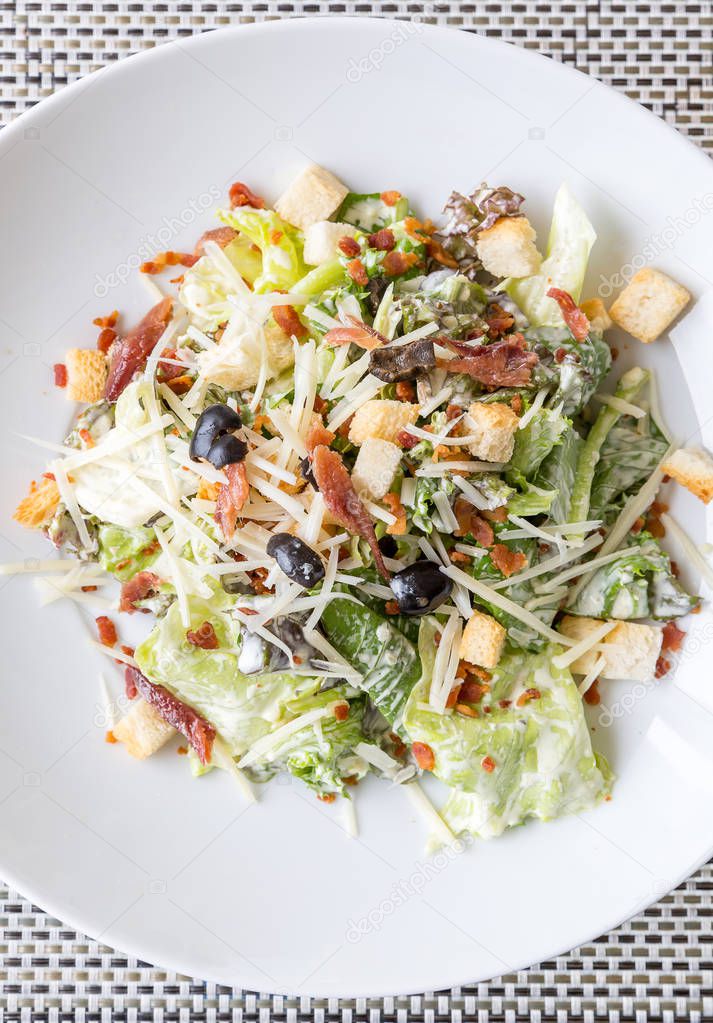 Caesar salad with bacon