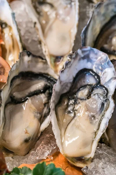 buz üstünde taze deniz ürünleri