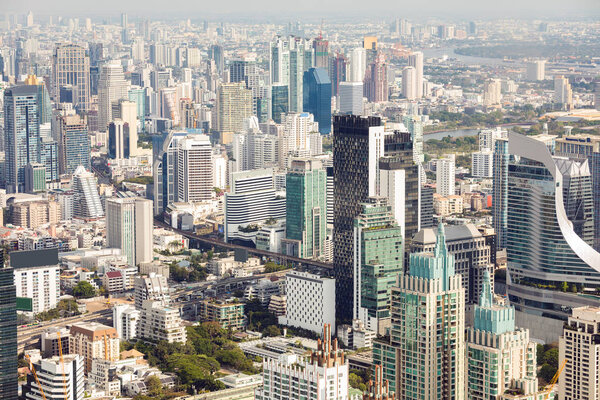 Aerial view of Bangkok cityscape skyline downtown, Thailand