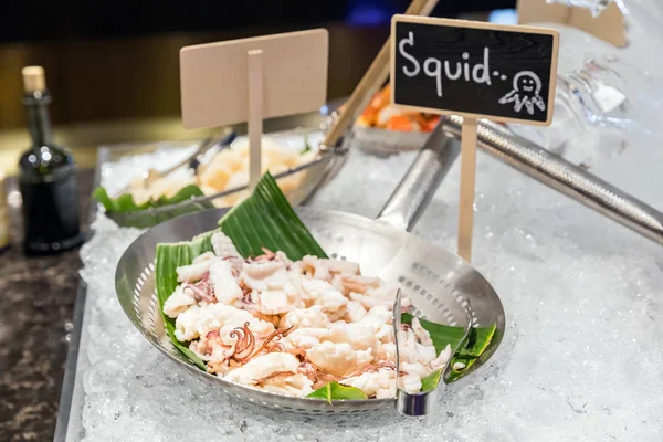 Squid cuttlefish seafood on ice — Stock Photo, Image