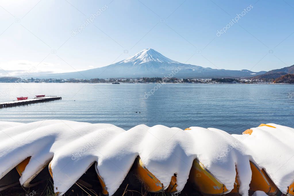 mountain Fuji with snow