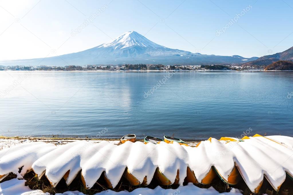 mountain Fuji with snow