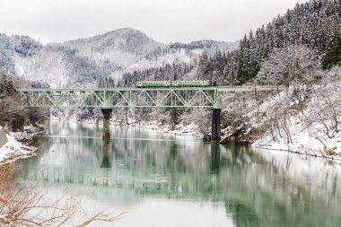 Kış manzarası içinde tren   