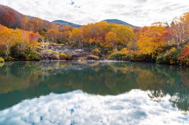 Sonbahar orman onsen Gölü