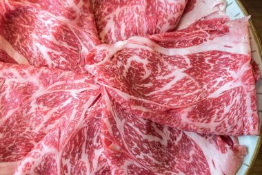 Wagyu A5 sığır eti doku gıda arka planı için