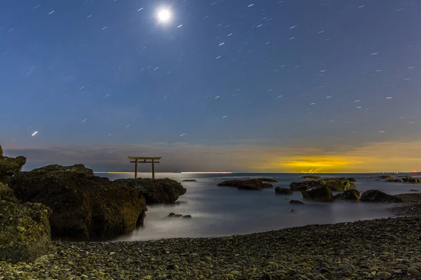 Toroii Ιαπωνικά Ναός Πύλη Στη Θάλασσα Στην Πόλη Oarai Ιαπωνία — Φωτογραφία Αρχείου