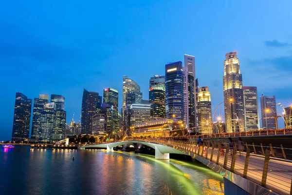 Singapore Downtown Cityscape Modern Skyline City Skyscraper Sunset Marina Bay — Stock Photo, Image