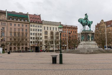 Malmo cityscape İsveç'te Stortorget kasaba Meydanı'nda