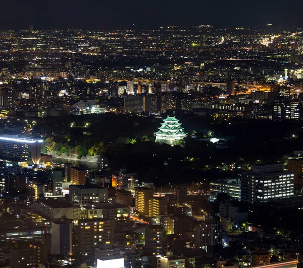 名古屋城堡鸟瞰图 Nagiya 市中心地平线 — 图库照片